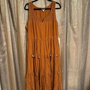 Shyanne Cognac Rust Orange Brown Western Maxi Dress XL NWT